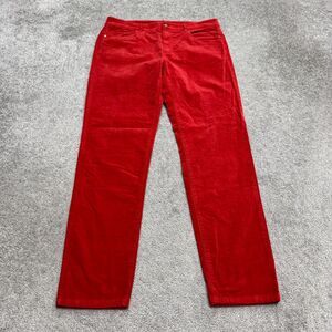 J. McLaughlin Velveteen Straight Leg Pants Womens 12 Red High Rise Stretch 34x30